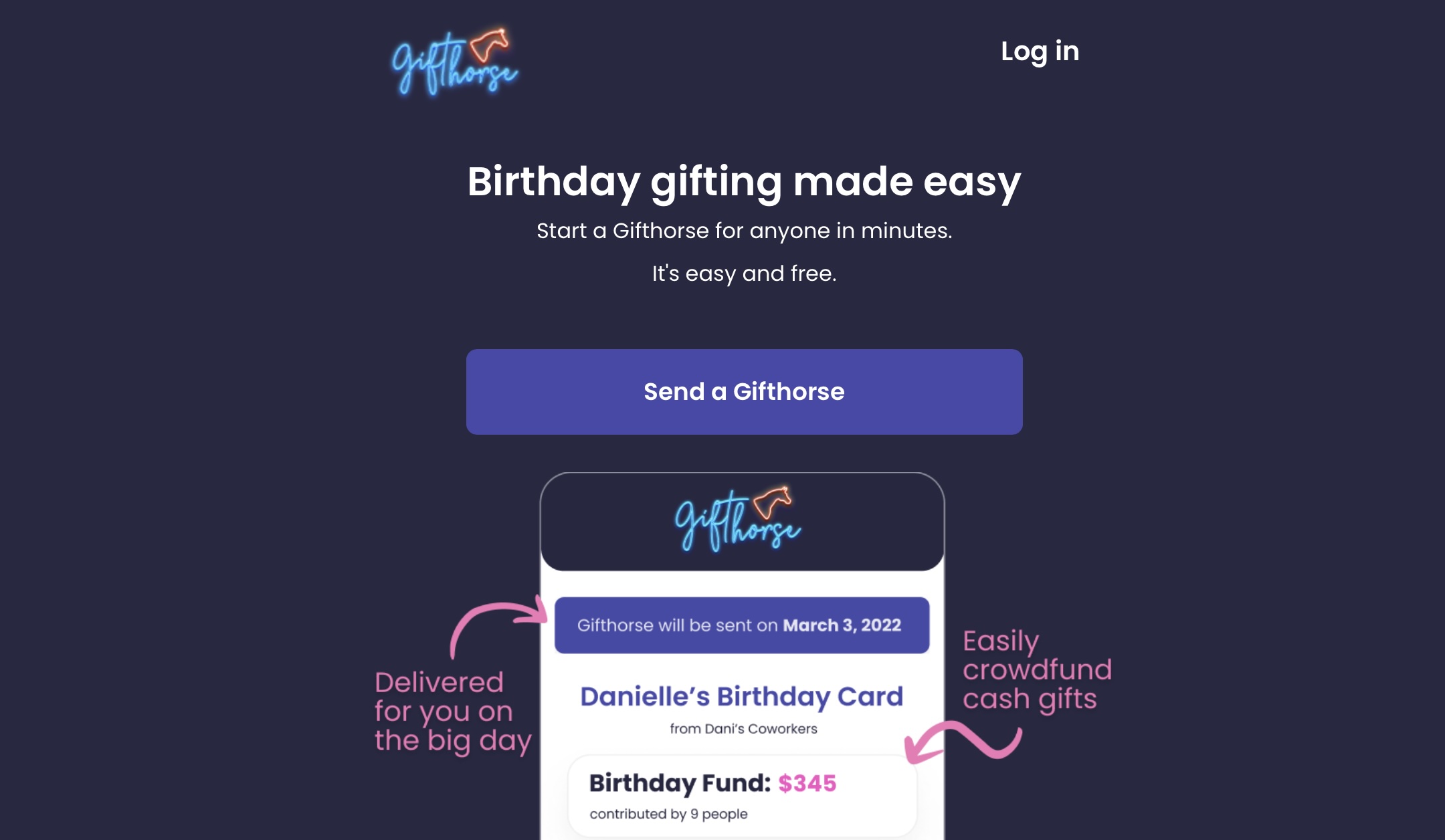 Screenshot of Gifthorse project